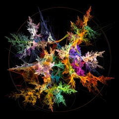 Colorful fractal image resembling branching structures against a dark background