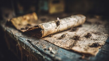 Collection of Dusty Forgotten Receipts Piled High on a Textured Surface Showing Signs of Age and Decay