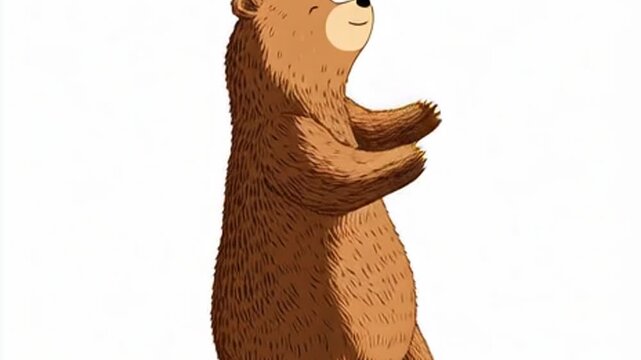 Observing a Cute Cartoon Bear Standing Upright in a Playful Scene