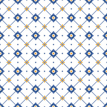 Mediterranean pattern blue and yellow theme