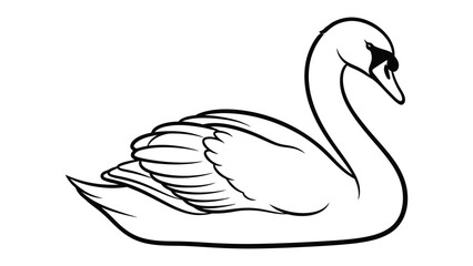 Fototapeta premium Graceful Swan Silhouette: A serene outline of a swan, gracefully resting, capturing the elegance of the bird. 