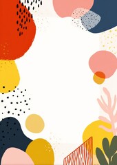 Fototapeta premium School Themed Greeting Card Illustration With Abstract Warm Shapes and Blank Space for Text in a Minimal Modern Style
