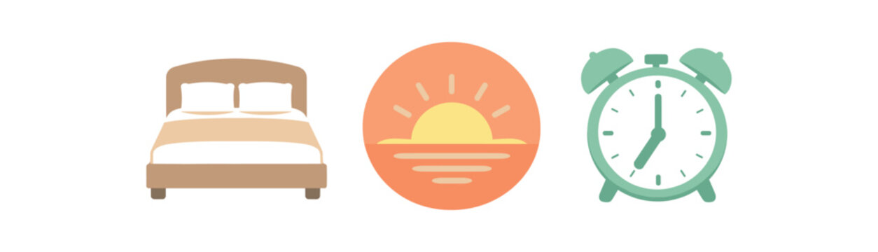 full color flat bed soft beige sunrise circle pastel orange clock mint green micro morning start