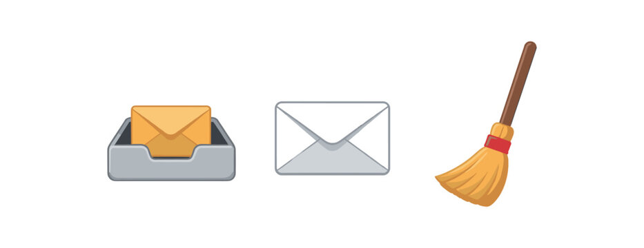 full color flat inbox tray light gray single envelope white broom handle brown