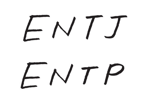 ENTJとENTPのタイプを記した性格診断向け手書きアルファベット