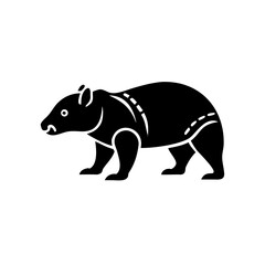 Fototapeta premium Black Tasmanian devil silhouette, Australian wildlife icon for nature conservation.