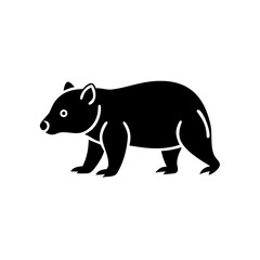 Fototapeta premium Black Australian wombat silhouette icon for nature and wildlife projects.