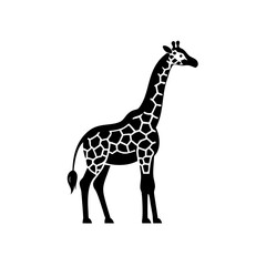 Black and white patterned giraffe silhouette for wildlife logo design.