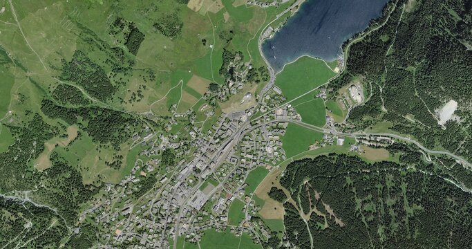 Aerial View of Davos Village during World Economic Forum in Switzerland - Global Political Summit