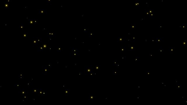 Enchanting Golden Fireflies Floating Animation 4K 30s - Luxury Magical Glowing Insects Effect for Romantic Fantasy Night Intro Premium Cinematic Background Loop VFX Overlay Dreamy Whimsical Nature