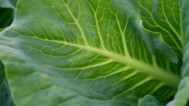 Captivating close-up of Vibrant green cabbage leaves texture for healthy food concept