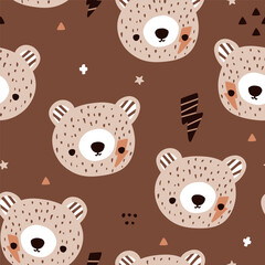 Materiał do szycia Seamless childish pattern with cute rock bears. Kids cute texture for fabric, textile. Vector illustration.