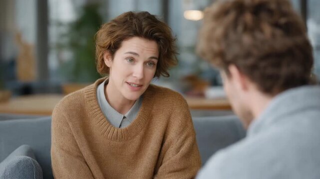 A marriage counselor utilizes visual aids and relationship assessments during a session, aiming to clarify communication patterns and promote healthier interactions between partners seeking to