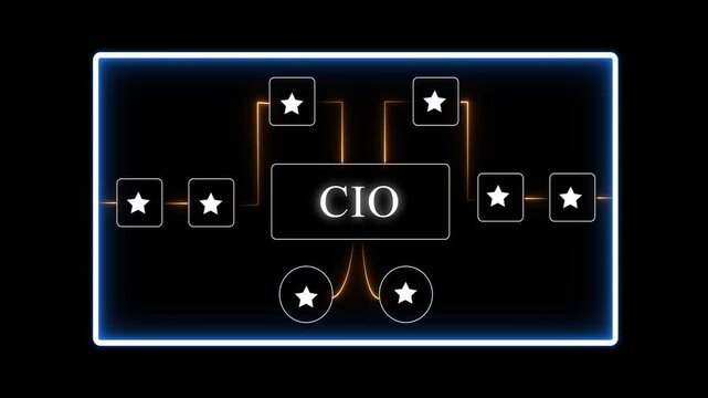 C I O Concept with Glowing Neon and Star on Black Background for Business Technology and Leadership Themes