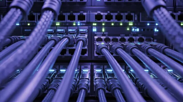 Server rack with network cables