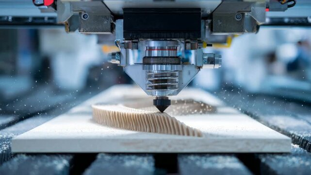 Cnc machine automatically carving intricate designs into a wooden board