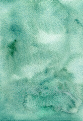 Watercolor green hand drawn background, monochrome element for wedding and party design