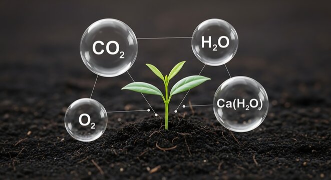 Plant Growth Process with Chemical Elements and Water