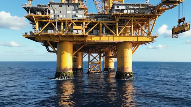 Offshore oil platform in ocean