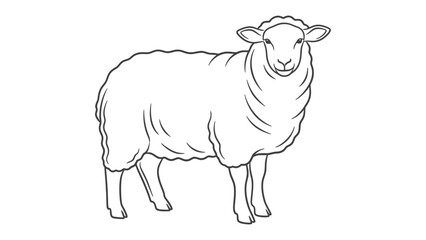 Sheep Outline: A simple illustration of a sheep stands poised, a representation of rural life. © Murshida