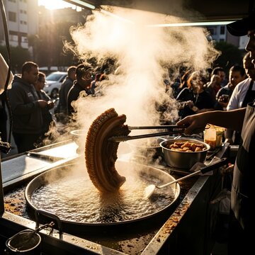 Street Cart Chicharrones Recipe: Crispy Fried Pork Belly Skin Snack Served Fresh from the Vat