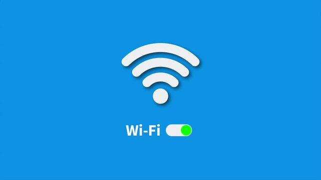 Wi-fi wave signal animation on a blue background 4k animation