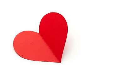 Red heart paper cutout on white background