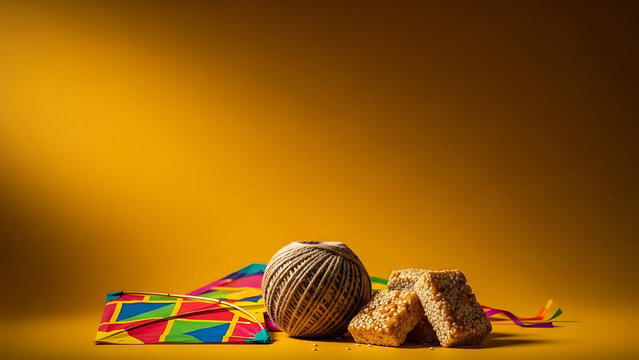 Makar sankranti celebration with traditional sweets and kite