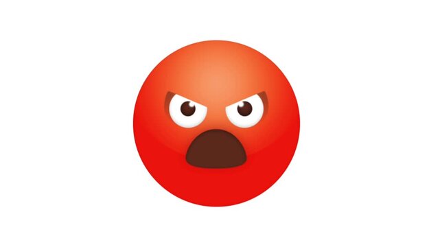 Red angry emoji face with a frustrated expression on a white background.