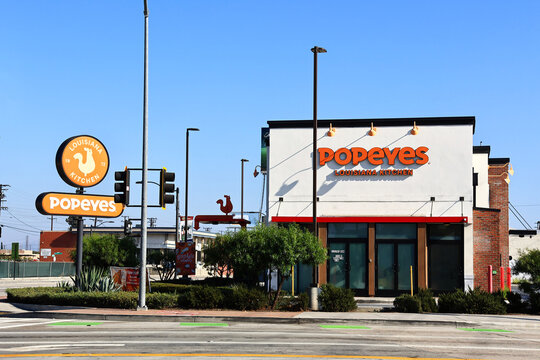 Commerce, California &ndash; November 8, 2025: Popeyes Louisiana Kitchen, American multinational chain of fried chicken fast food restaurants