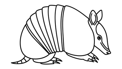 Armadillo Line Art: A detailed illustration of an armadillo, featuring its distinctive armored shell and unique anatomy, perfect for educational and creative projects. © Murshida