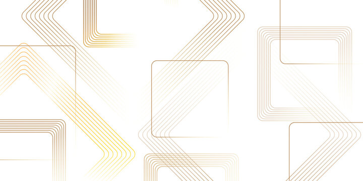 Golden lines forming geometric shapes on white background