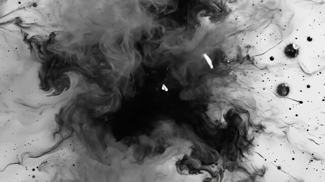 Black and white ink splatter explosion