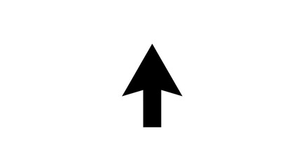 A simple black arrow pointing upwards on a white background