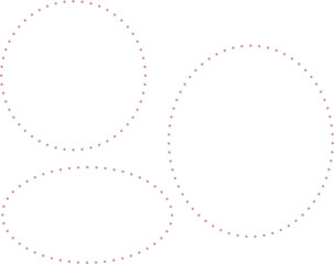 ピンク色の点線の丸と楕円のセット。広いテキストスペース。