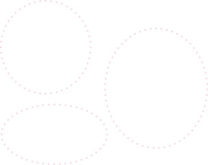 ピンク色の点線の丸と楕円のセット。広いテキストスペース。