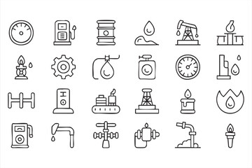 Fototapeta premium Industrial Oil Gas And Fuel Systems Line Icons