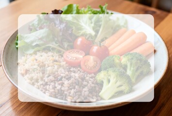 テキストスペース付き新鮮野菜と雑穀のサラダボウルの背景
