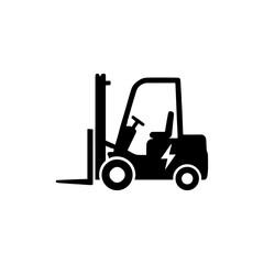 Electric powered forklift icon logo flat vector design © kmhbDOes