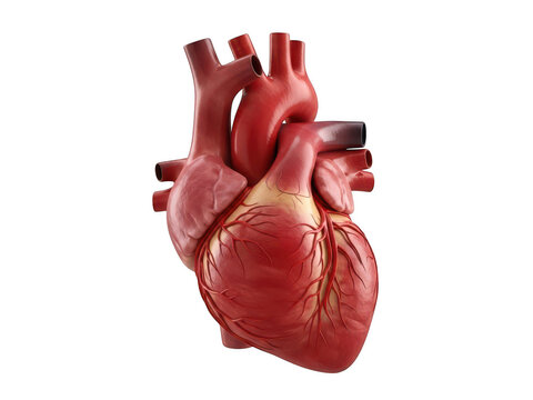Detailed 3d model of human heart anatomy isolated on transparent background