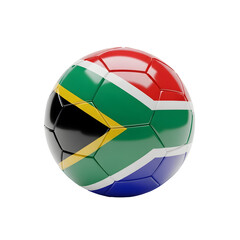 Fototapeta premium A soccer ball with the South African flag on a black background