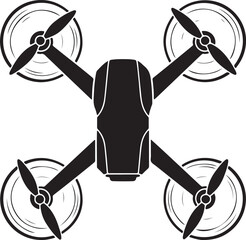 Quadcopter Drone Silhouette Icon &ndash; Black UAV Aerial Technology Vector
Flying Drone Top View Silhouette &ndash; Modern Quadcopter Logo Design
Aerial Drone Silhouette Illustration &ndash; Clean Black UAV Symbol