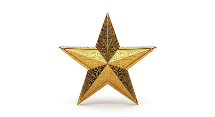 Obraz premium Golden decorative star luxury ornament festive celebration symbol isolated on white background