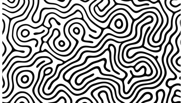 Hypnotic psychedelic linework pattern creates mesmerizing visuals with flowing organic shapes