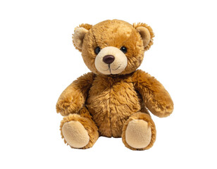 Fototapeta premium Fluffy brown teddy bear with button eyes and a stitched nose, sitting