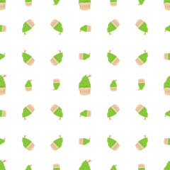 Cute Green Cupcakes Seamless Pattern for Festive Occasions