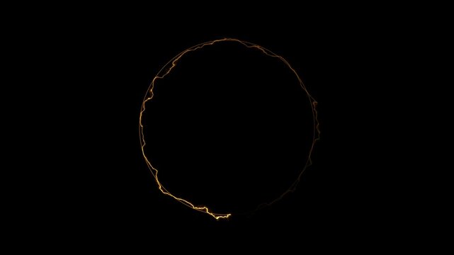 Abstract gold energy ring loopable motion graphic element with dynamic electrical arcs