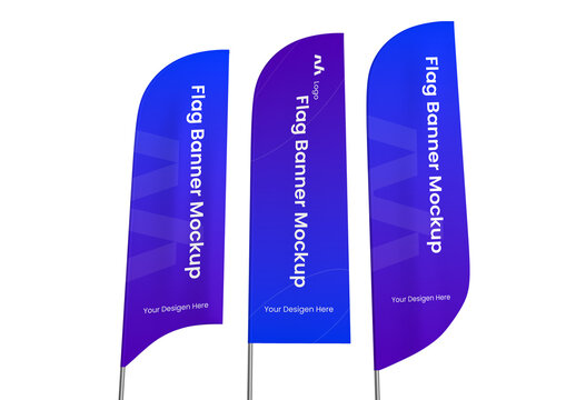 Three Feather Flag Banner Mockup