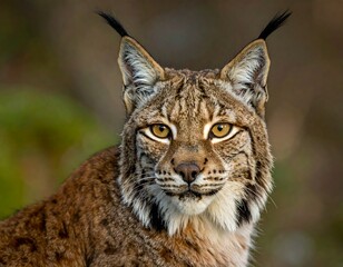 Naklejka premium A close-up portrait of a wild cat with striking orange eyes