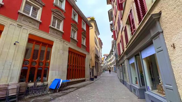 Timelapse in maze of old town streets, Zurich, Switzerland